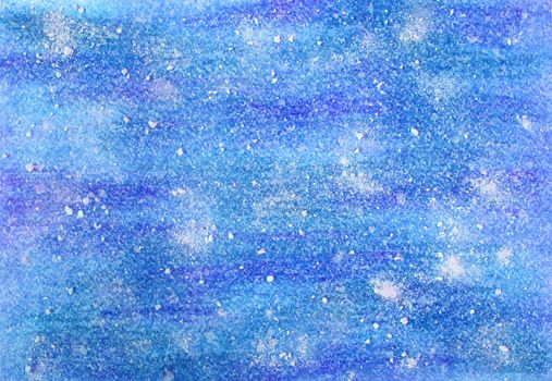 Colorful pastel drawing. Hand made style. Violet texture. Sketching background. Children art. Watercolor paper. Kid design. Rainbow paint space pattern. Vinrage blue snow