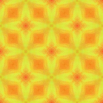 Hand drawn seamless pattern with folk national motives. Bright colored abstract wallpaper. Seamless texture. Geometric fabric design. Art painting. yellow and orange colors. Native watercolor.