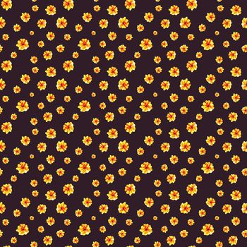 Lovely floral seamless pattern illustration of yellow flower on violet background