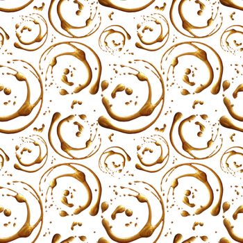 Seamless pattern with shine glitter dots. Gold draw blots. Hand-made. Isolated on white background. Fabric print. Wallpaper