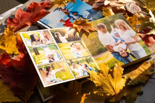 Album for photos in bright autumn foliage