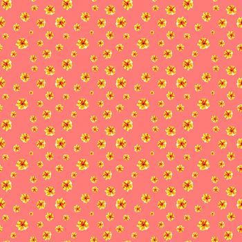 Lovely floral seamless pattern illustration of yellow flower on pink background