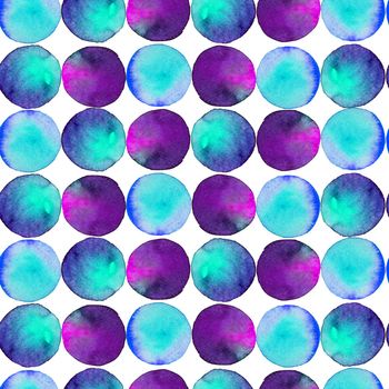 Seamless pattern. Watercolor abstract background. Watercolor round brushstrokes. On white background. Colorful and endless print