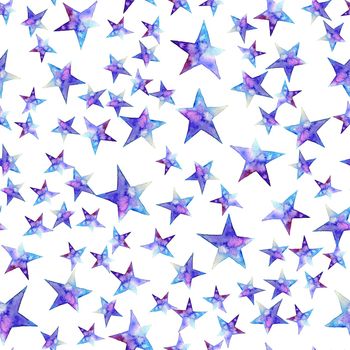 Colorful watercolor star icon. illustration on white background. Blue and violet. Isolated. Hand-drawn symbol