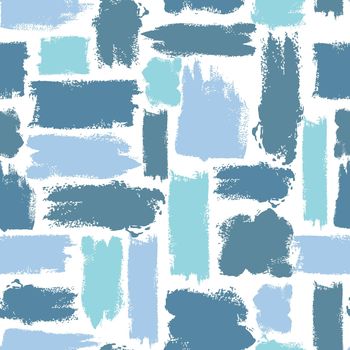colorful seamless pattern with brush strokes. Sea fantasy . Blue color on white background. Hand painted grange texture. Ink geometric elements. Fashion modern style. Unusual and teen