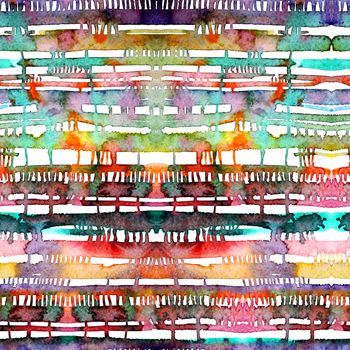 Watercolor lines and stains. Seamless pattern. Colorful endless