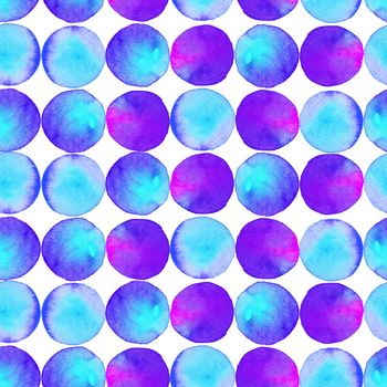 Seamless pattern. Watercolor abstract background. Watercolor round brushstrokes. On white background. Colorful and endless print