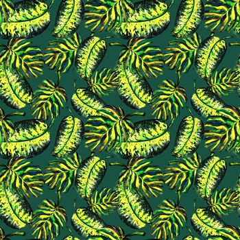 Seamless pattern of leaves monstera. Watercolor sheet