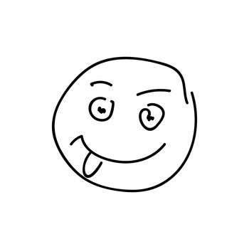 Sketch Emoticon smiley face cartoon illustration on white background