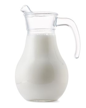 Glass milk jar isolated on white background close up