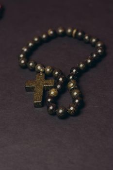 rosary beads orthodox cross close-up christianity faith the bible. High quality photo