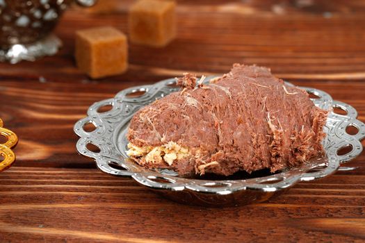 Close up photo of a turkish dessert halva