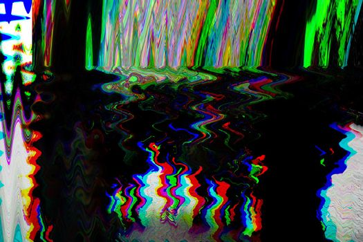 Glitch psychedelic background. Old TV screen error. Digital pixel noise abstract design. Photo glitch. Television signal fail. Technical problem grunge wallpaper. Colorful noise. Retro