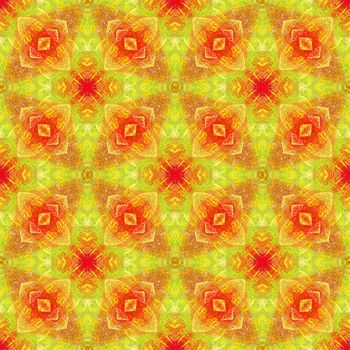 Hand drawn seamless pattern with folk national motives. Bright colored abstract wallpaper. Seamless texture. Geometric fabric design. Art painting. yellow and red colors. Native watercolor.
