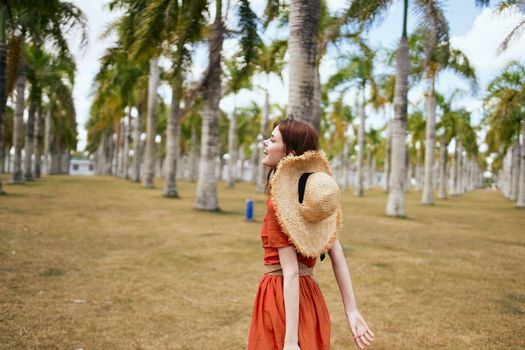 woman on the island walk travel exotic lifestyle. High quality photo