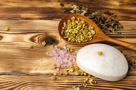 Natural handmade soap bars with flowers