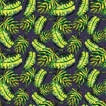 Seamless pattern of leaves monstera. Watercolor sheet