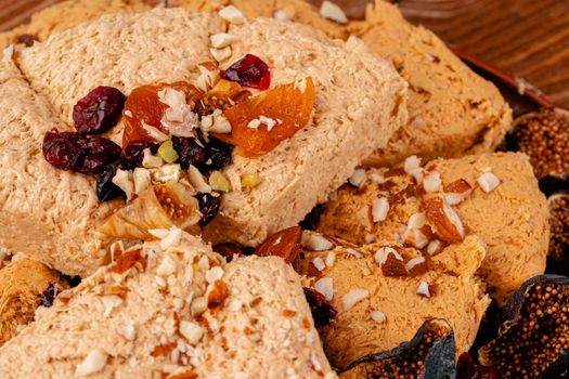 Close up photo of a turkish dessert halva