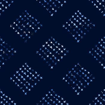 Brush Stroke Plaid Geometric Grung Pattern Seamless in Blue Color Check Background. Gunge Collage Watercolor Texture for Teen and School Kids Fabric Prints Grange Design with lines.