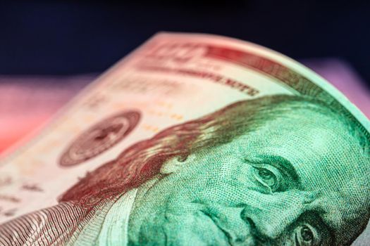 money background from dollars in neon light