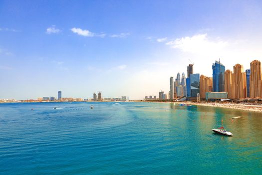 Panorama of the beach at Jumeirah Beach Residence, Dubai, UAE
