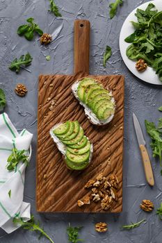 sliced avocado on toast bread with spices.