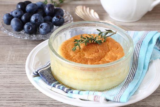 Delicious lemon pudding cake served in ramekins