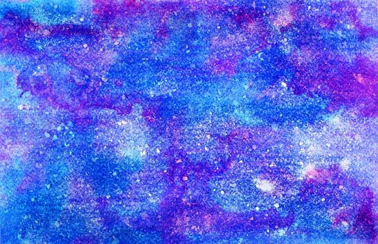 Abstract violet pink ink painting on grunge paper texture. Hand painted watercolor background. Watercolor wash. Illustration stain and spot. Bright color. Unusual creativity art. Pattern