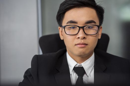 young business man using laptop computer