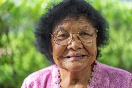 close up of senior woman smiling