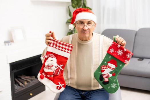 Man alone on Christmas party, old man