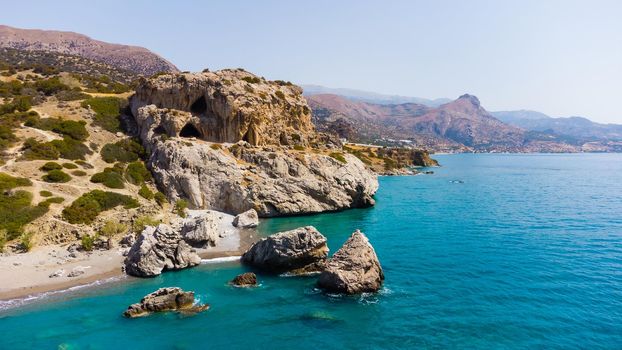 Beautiful greek seascape at sunny day. Place of south Crete