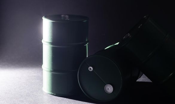 oil barrels on black background.