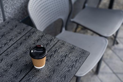 rooftop cafe, open terrace with wooden tables