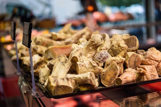 Ham bones for making broth at home in a butcher shop