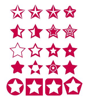 Set of Red Star Icons. illustration on white background