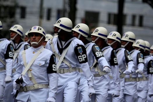 lsalvador, bahia, brazil - september 7, 2014: Brazilian Navy military personnel are seen during a military parade celebrating the independence of Brazil in the city of Salvador.