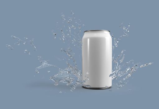 3d rendering image of can and water splash. 