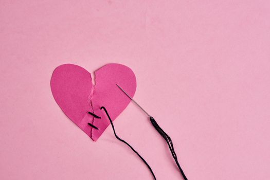valentines paper heart romance holiday pink background. High quality photo