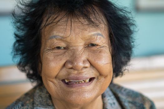 close up of senior woman smiling