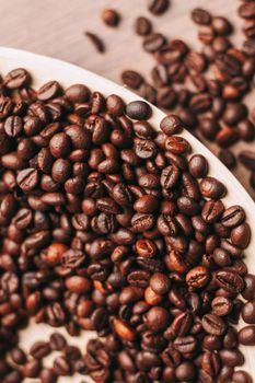 a cup of coffee freshly brewed beverage view from above. High quality photo