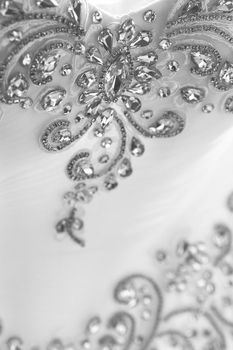 Wedding jewelry decor of the bride with diamonds close-up.