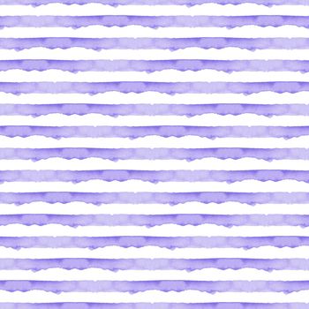 Abstract Blue Stripes Watercolor Background. Ocean Seamless Pattern for Fabric Textile and Paper. Simple Sea Hand Painted Stripe.