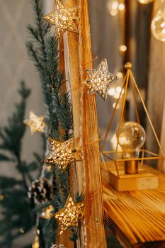 Luminous garland in the Christmas interior