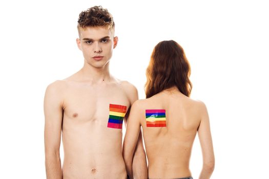 couple Flag lgbt transgender sexual minorities light background. High quality photo