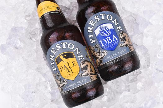 IRVINE, CALIFORNIA - AUGUST 26, 2016: Firestone Ales on Ice.f Firestone Walker is Californias fourth largest craft brewery and is known for producing hoppy ales.