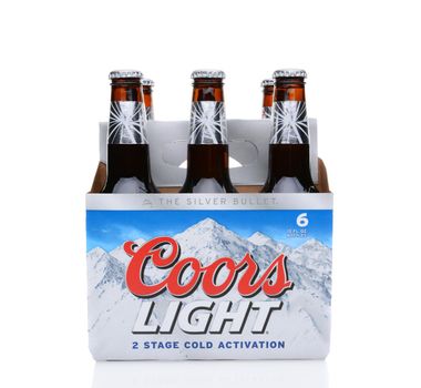 IRVINE, CA - MAY 25, 2014: A 6 pack of Coors Light Beer. Coors operates a brewery in Golden, Colorado, that is the largest single brewery facility in the world.