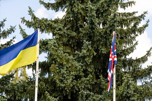 Flags of Ukraine and United Kingdom of Great Britain
