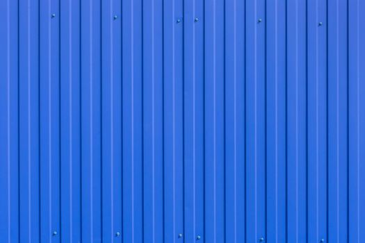 Blue Sheet Metal Plates Iron Fence Texture Background.