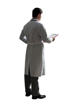 Portrait of a doctor with a tablet for documents